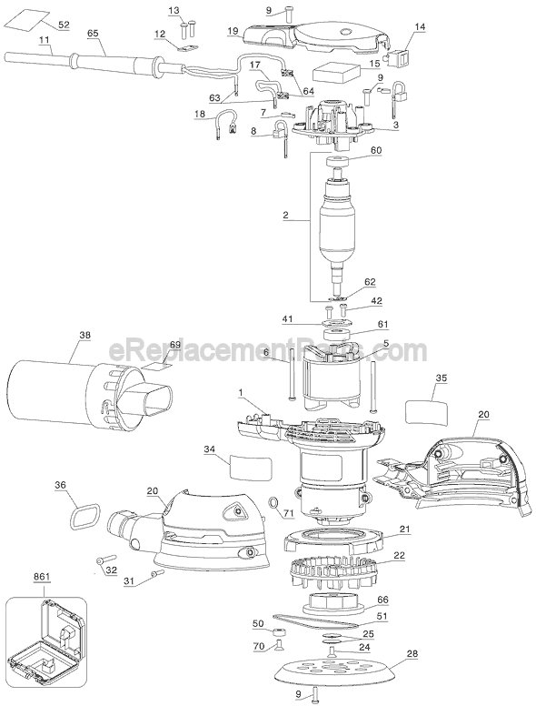 Page A Diagram and Parts List for 343VS Type 2 Porter Cable Sander Polisher